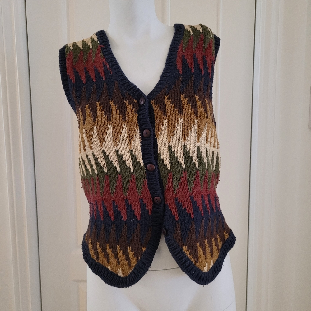 Vintage lizwear knit vest funky print 90s